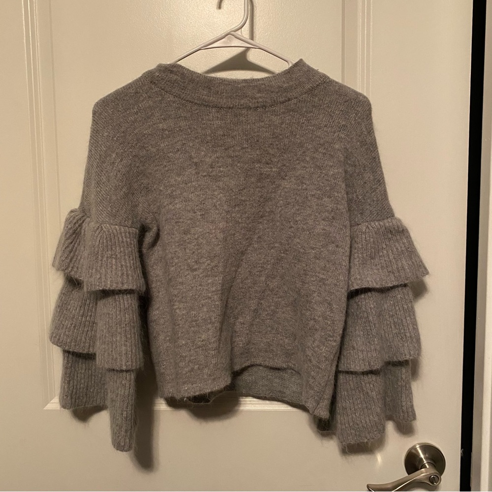 Endless Rose Solid Gray Fuzzy Ruffled Layered Lon… - image 2